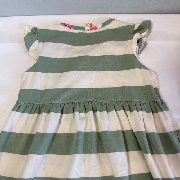 Matilda Jane Girls Striped Dress Size 6 Green/Cream Cap Sleeve Ruffle Collar - Picture 6 of 11